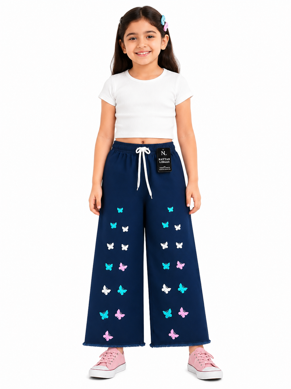 🦋 Girls Butterfly Print Wide Leg Pant