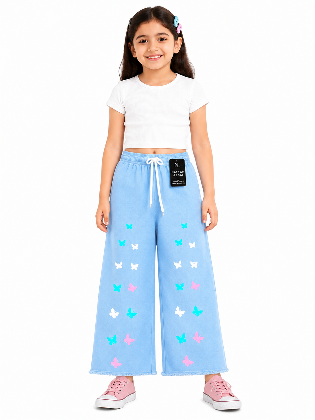 🦋 Girls Butterfly Print Wide Leg Pant