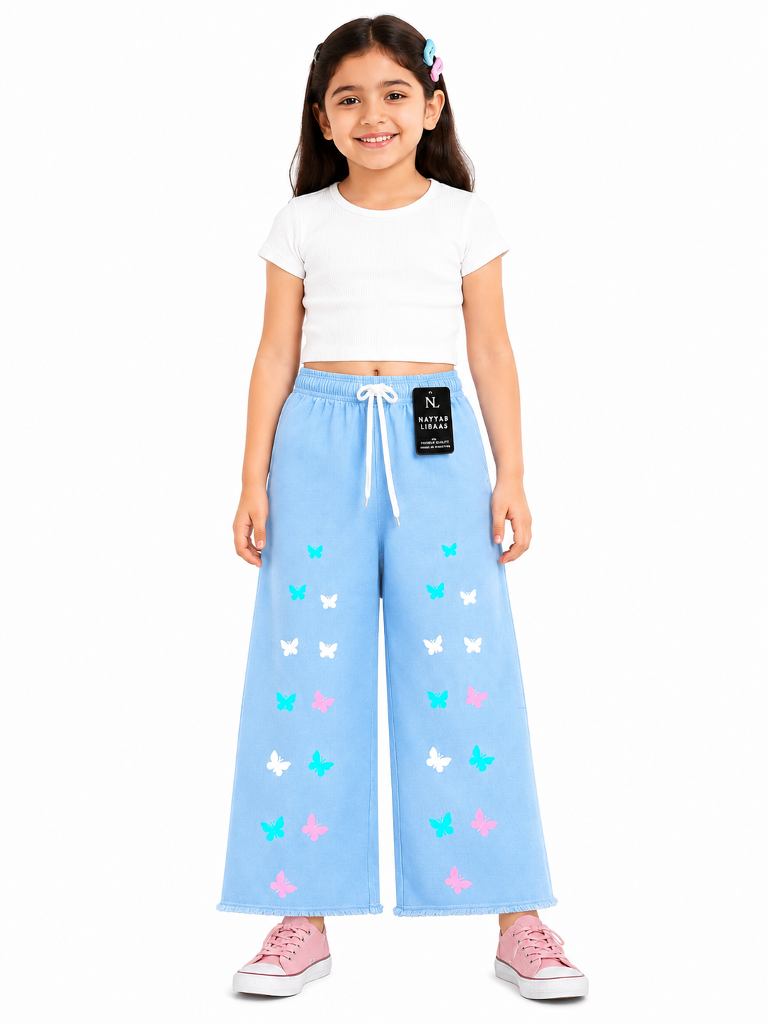🦋 Girls Butterfly Print Wide Leg Pant