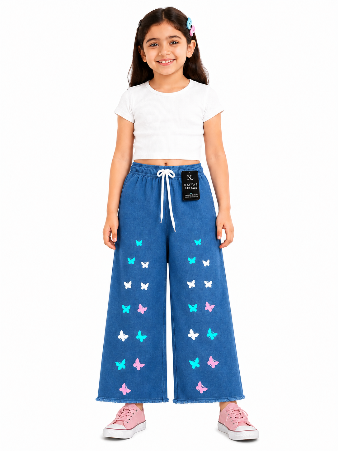 🦋 Girls Butterfly Print Wide Leg Pant