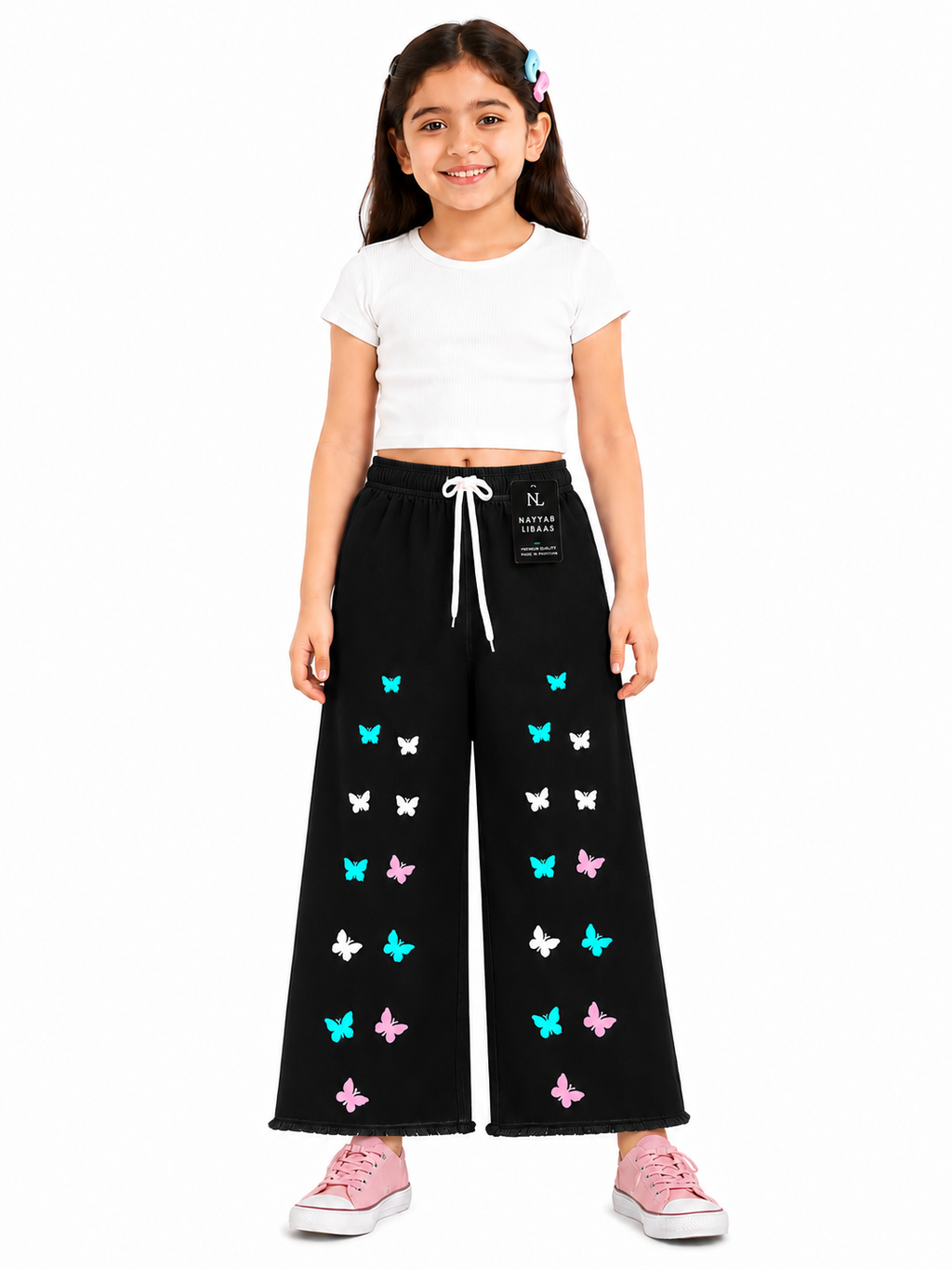 🦋 Girls Butterfly Print Wide Leg Pant