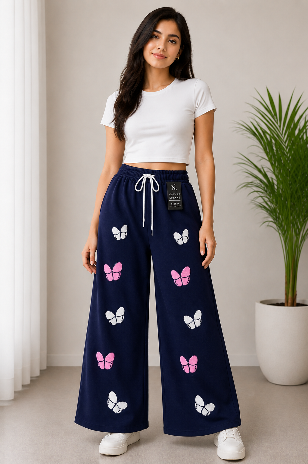 baggy style Denim jeans for women Butterfly Grace Wide Leg Pant
