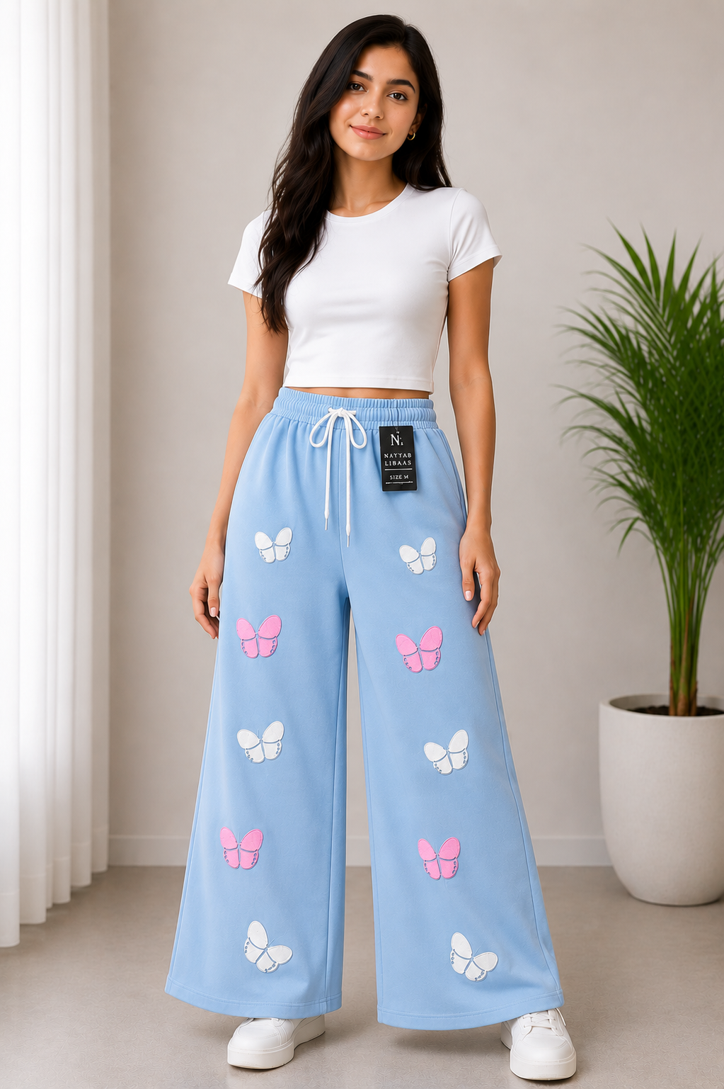 baggy style Denim jeans for women Butterfly Grace Wide Leg Pant