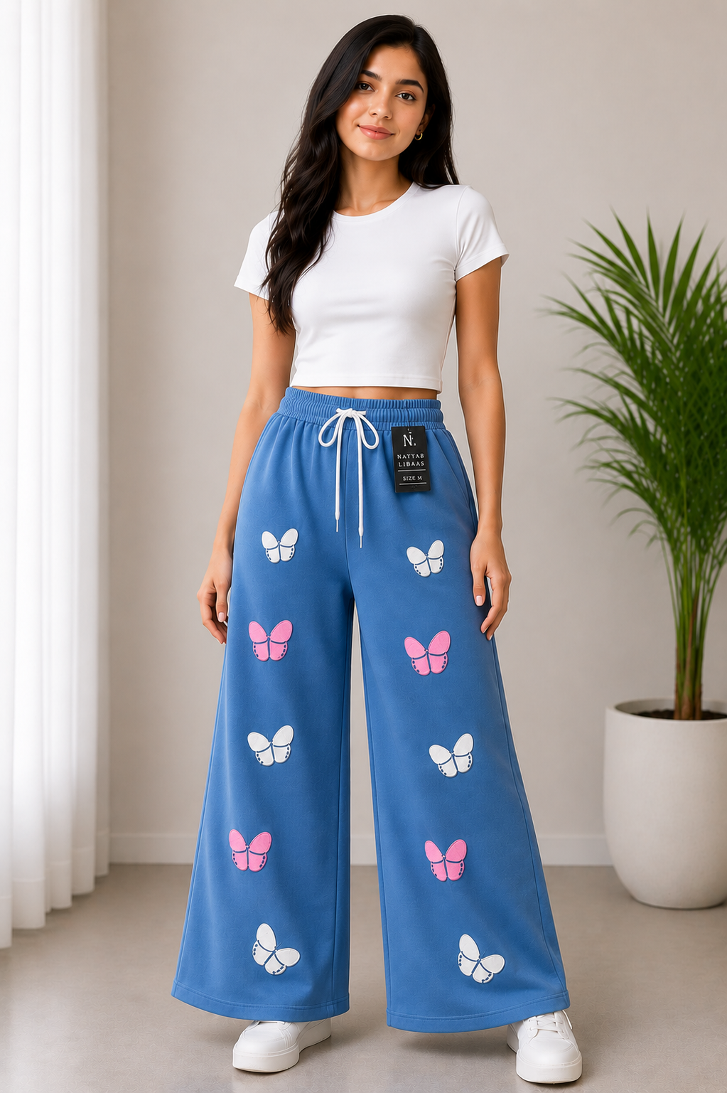 baggy style Denim jeans for women Butterfly Grace Wide Leg Pant
