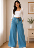 Blue Wide-Leg Pant