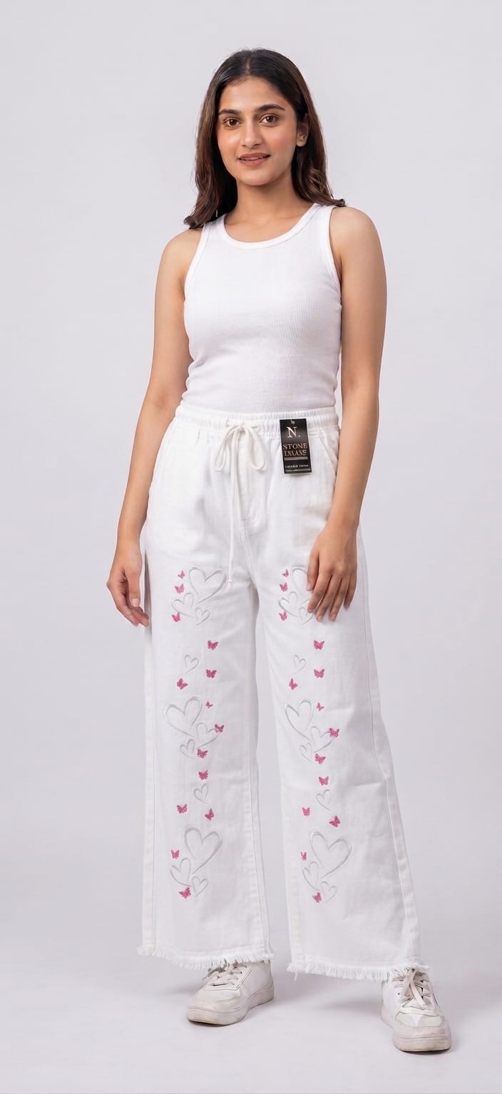 Heartbeat Wide-Leg Denim Pants