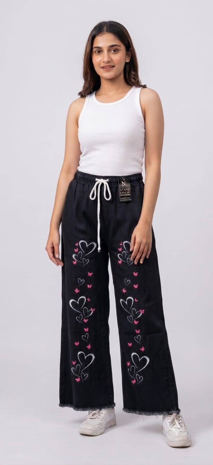 Heartbeat Wide-Leg Denim Pants