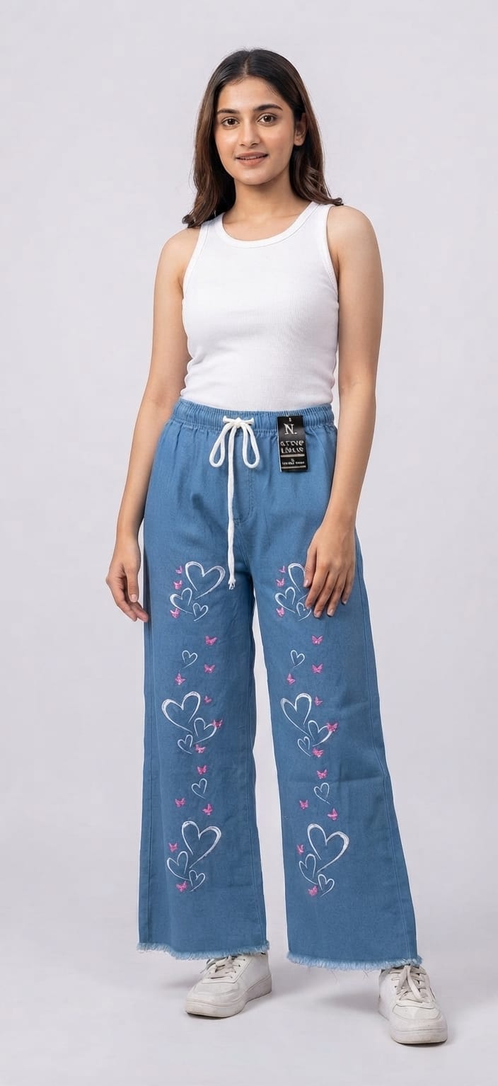 Heartbeat Wide-Leg Denim Pants