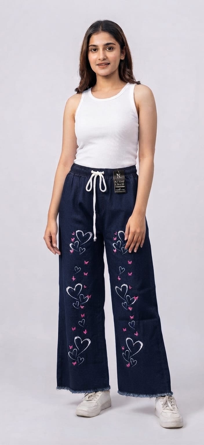 Heartbeat Wide-Leg Denim Pants