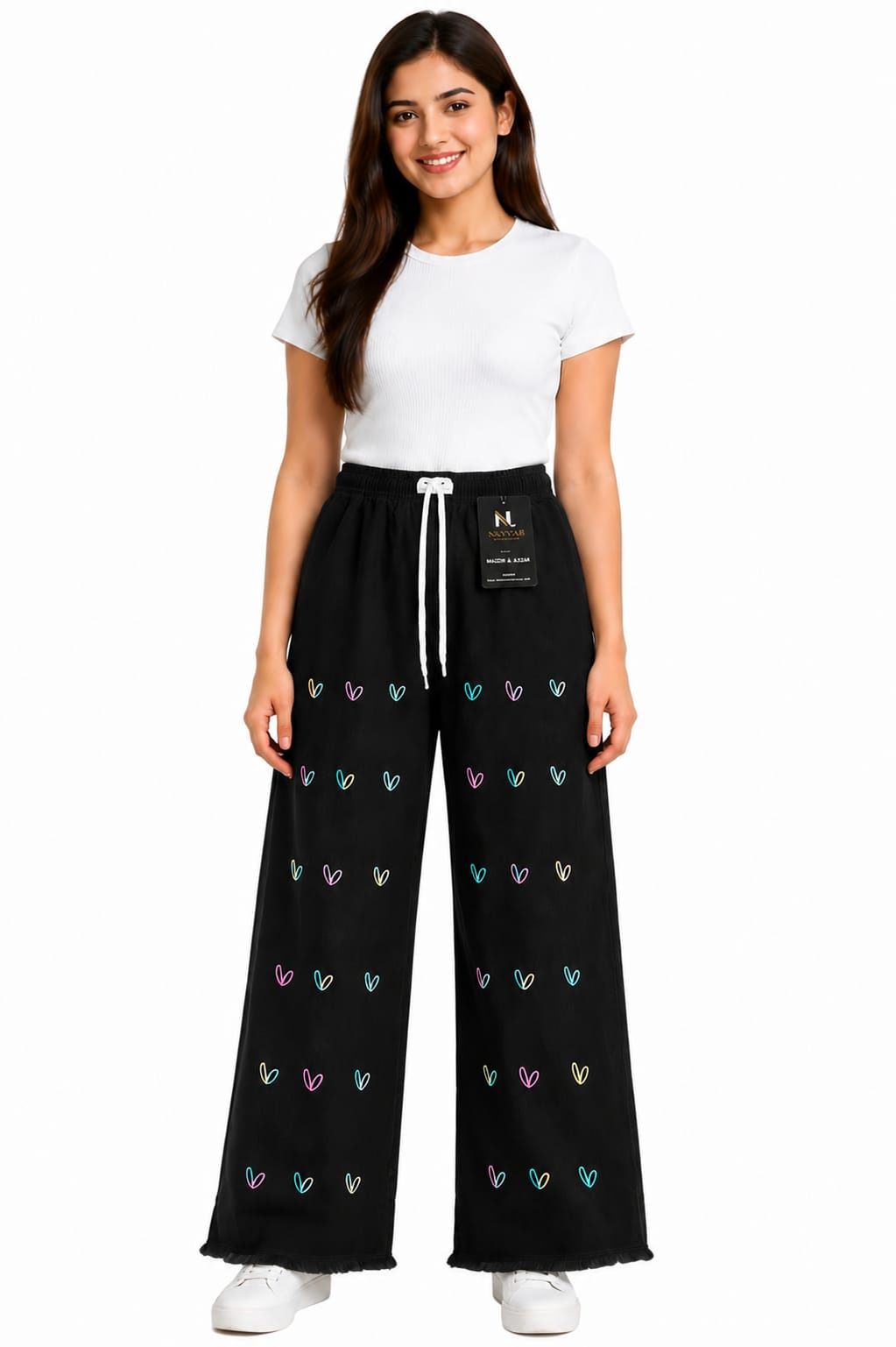 Nayyab Libaas HeartPrint Wide-Leg Pant