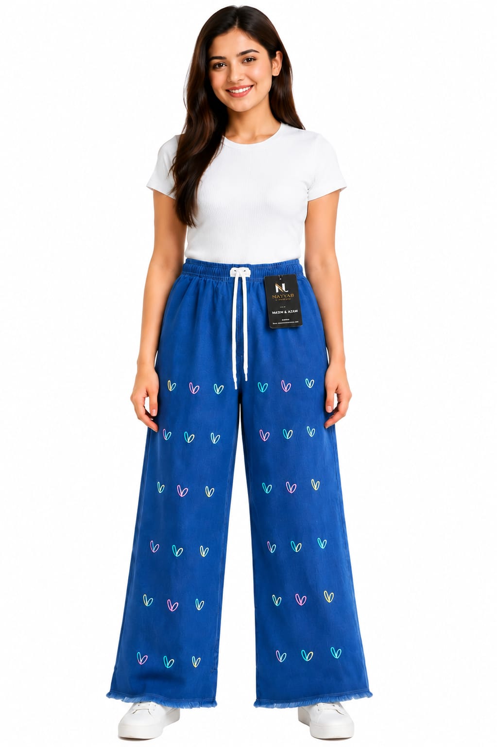 Nayyab Libaas HeartPrint Wide-Leg Pant
