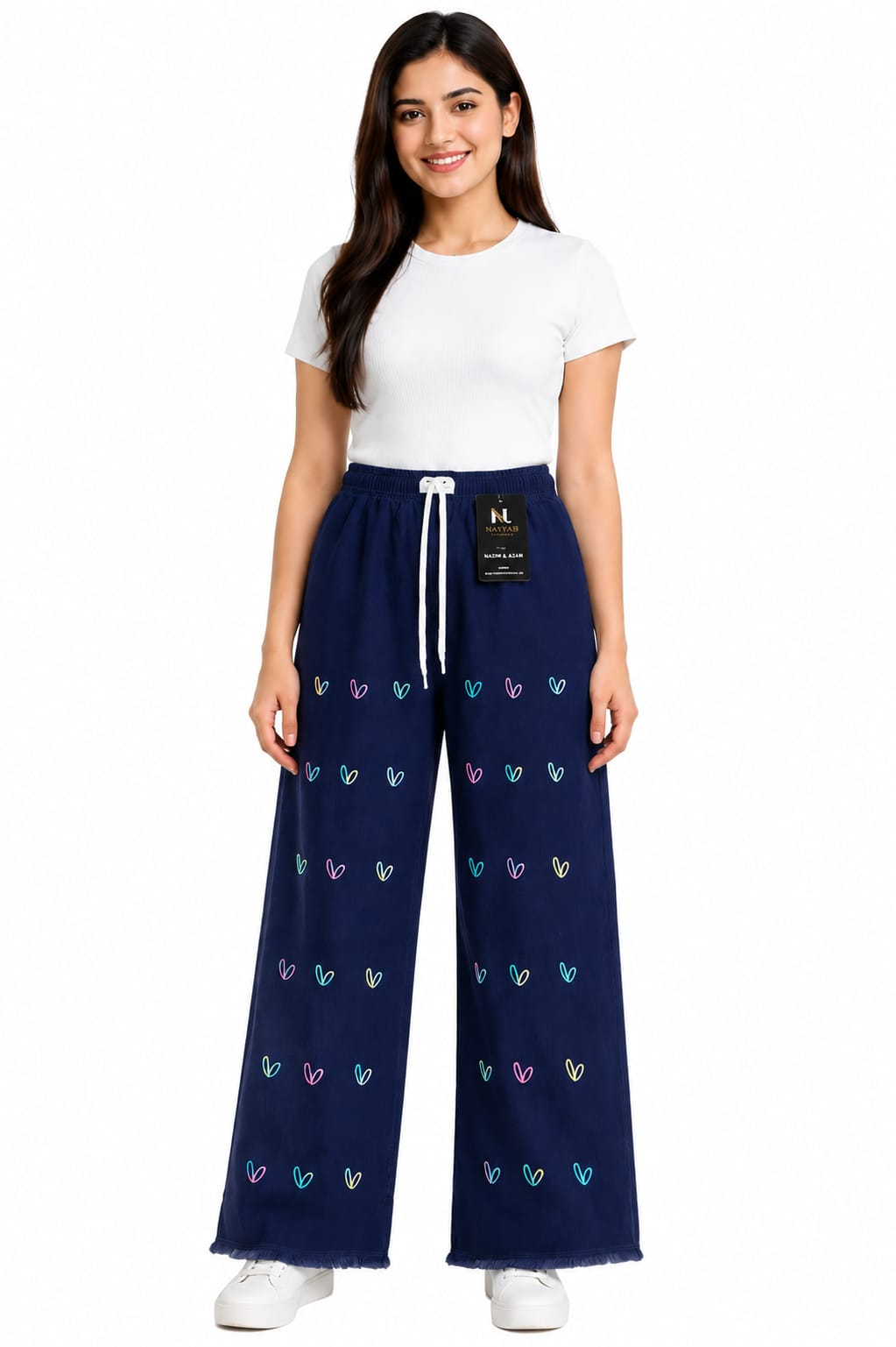 Nayyab Libaas HeartPrint Wide-Leg Pant