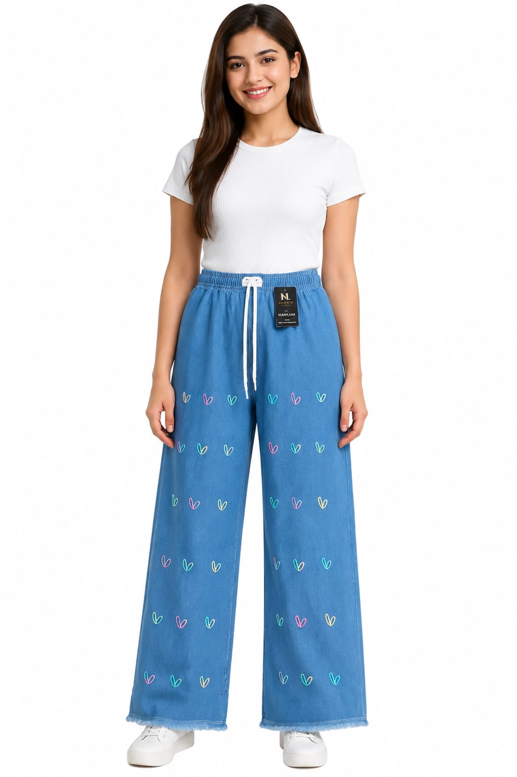 Nayyab Libaas HeartPrint Wide-Leg Pant