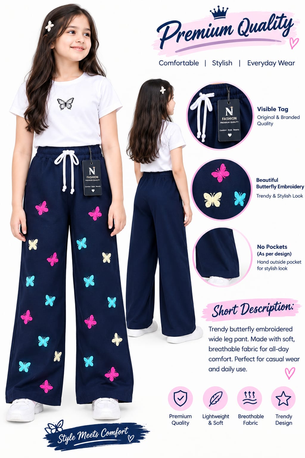 Baggy Style Denim Jeans for Girls