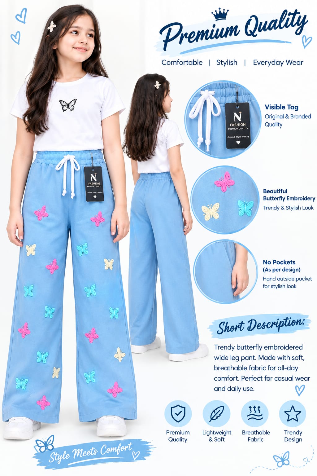 Baggy Style Denim Jeans for Girls