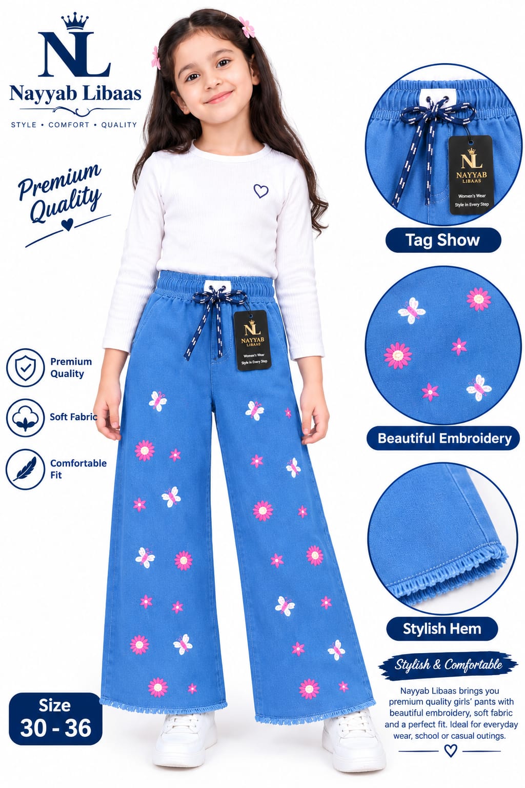 Baggy Style Denim Jeans for Girls